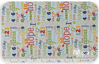 Pieces of Hope - Words Blue Yardage