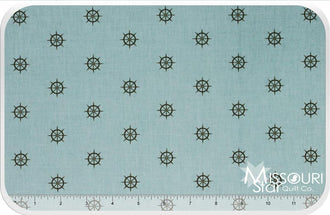 Pirate Matey's - Pirate Wheels Blue Yardage