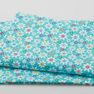Pocketful of Sunshine - Daisies Aqua 2 Yard Cut