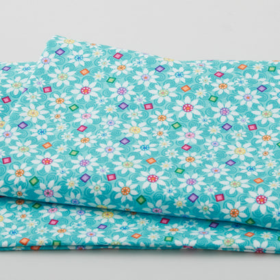 Pocketful of Sunshine - Daisies Aqua 2 Yard Cut