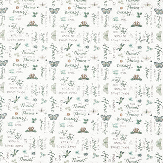 Green Fields - Words Cream Yardage