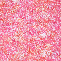 Bold Blooms Batiks - Meadow Grass Pink Red Yardage Primary Image