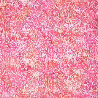 Bold Blooms Batiks - Meadow Grass Pink Red Yardage