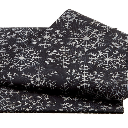 Festive Batiks - Black Snowflake 2 Yard Cut