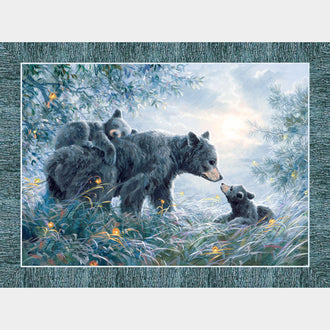 Moonlight Kisses - Bear Dark Blue Panel