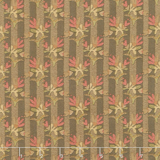 Froth and Bubble - Stripey Floral Brown Yardage