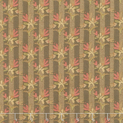 Froth and Bubble - Stripey Floral Brown Yardage