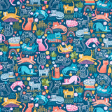 Whiskers - Purrfect Pals Teal Yardage Primary Image