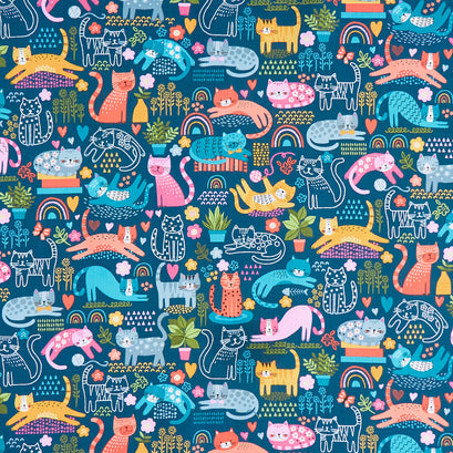 Whiskers - Purrfect Pals Teal Yardage