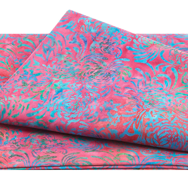 Blossoms and Blooms Batiks - Large Mum Pink Punch 2 Yard Cut Primary Image