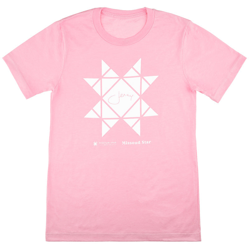 MSQC Jenny Missouri Star Quilt Block T-shirt - Heather Bubble Gum 3XL Primary Image