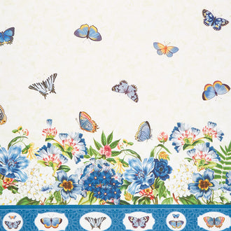 Something Blue - Butterfly Double Border Cream Multi Yardage