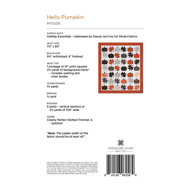 Digital Hello Pumpkin Quilt Pattern by Missouri Star Alternative View #1