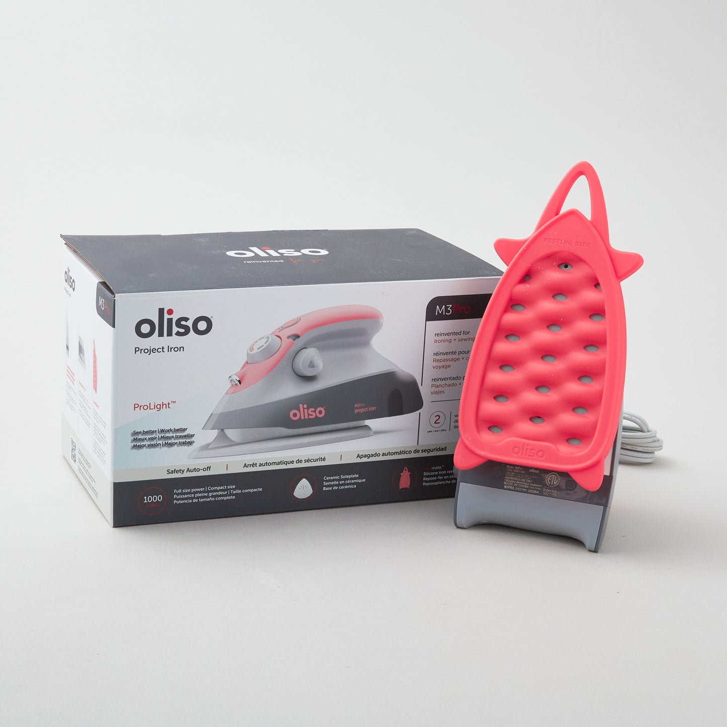 Oliso® M3PRO Mini Project Iron with Trivet - Coral-Orange Alternative View #4