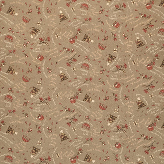 Froth and Bubble - Swirly Words Novelty Olive Yardage