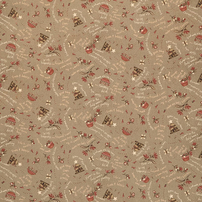 Froth and Bubble - Swirly Words Novelty Olive Yardage