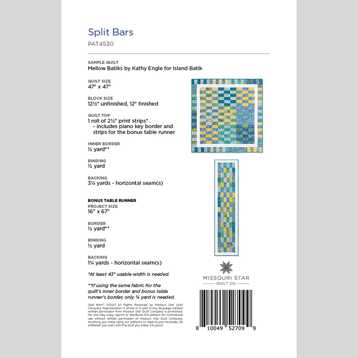 Digital Download - Split Bars Quilt Pattern by Missouri Star Alternative View #1
