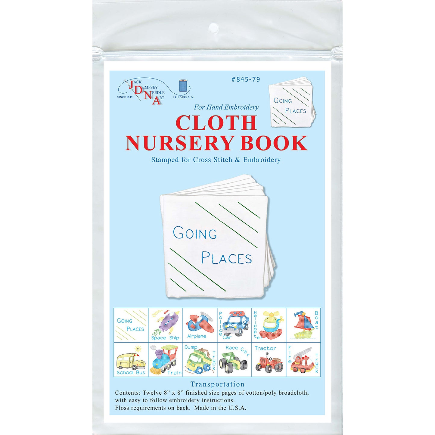 Going Places Cloth Embroidery Nursery Book Kit Alternative View #2