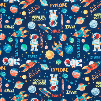 Blast Off! - Astronauts Planets and Rockets Navy Yardage