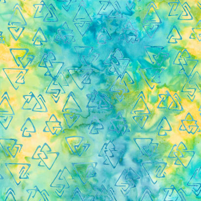 Chromatic Batiks - Triangles Turquoise Green Yardage
