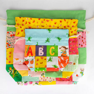 Digital Download - Patchwork Ruffle-Top Drawstring Bag Pattern Alternative View #2