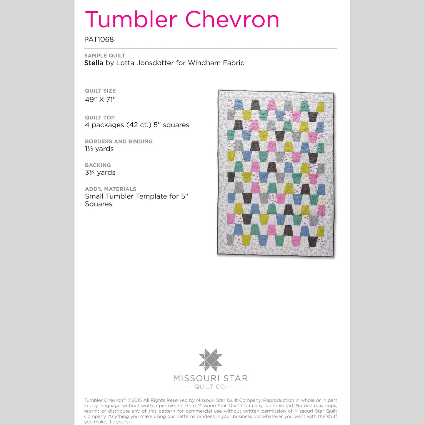 Digital Download - Tumbler Chevron Quilt Pattern by Missouri Star Alternative View #1