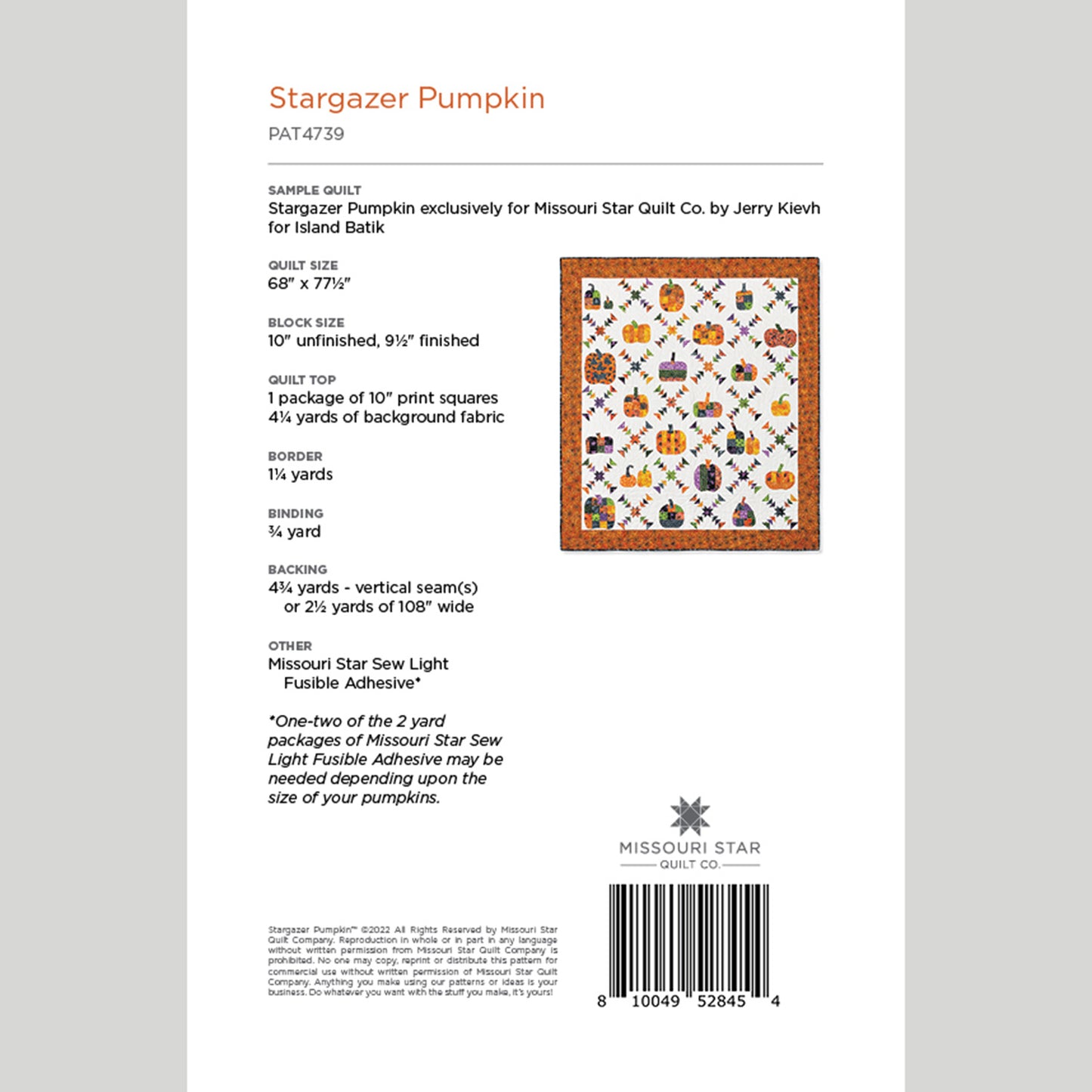 Digital Download - Stargazer Pumpkin Quilt Pattern by Missouri Star Alternative View #1