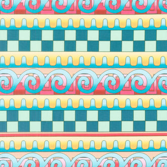 Lush Border - Multi Blue Yellow Red Green Yardage