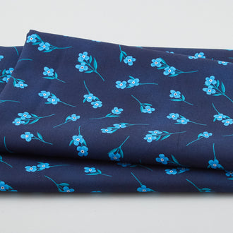 Unicorn Dance - Fluttering Flowers Navy 2 Yard Cut