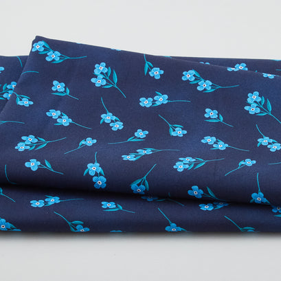 Unicorn Dance - Fluttering Flowers Navy 2 Yard Cut