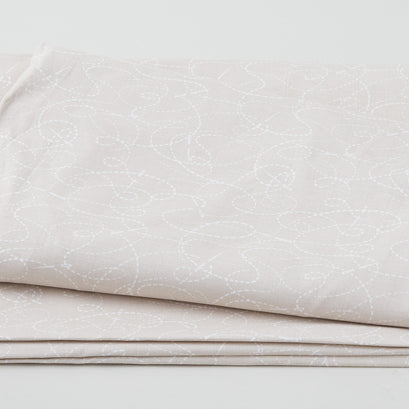 Needle & Thread - Threaded Lines & Needle White on Cream 108" Wide 3 Yard Cut