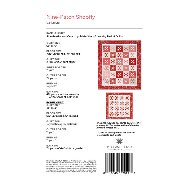 Nine-Patch Shoofly Quilt Pattern by Missouri Star Alternative View #1