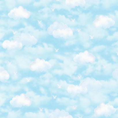 Out to Sea - Clouds Light Blue Yardage