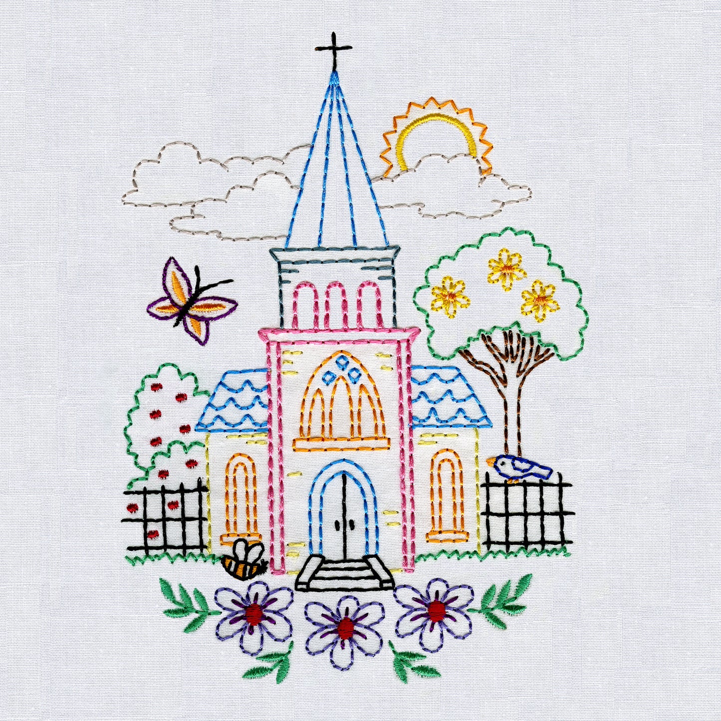 Aunt Martha's Charming Churches Iron-On Embroidery Pattern Alternative View #4