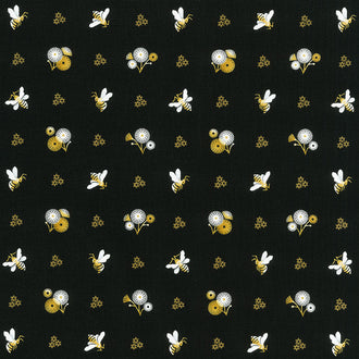 Honey Bloom - Bees Black Yardage