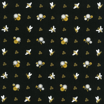 Honey Bloom - Bees Black Yardage