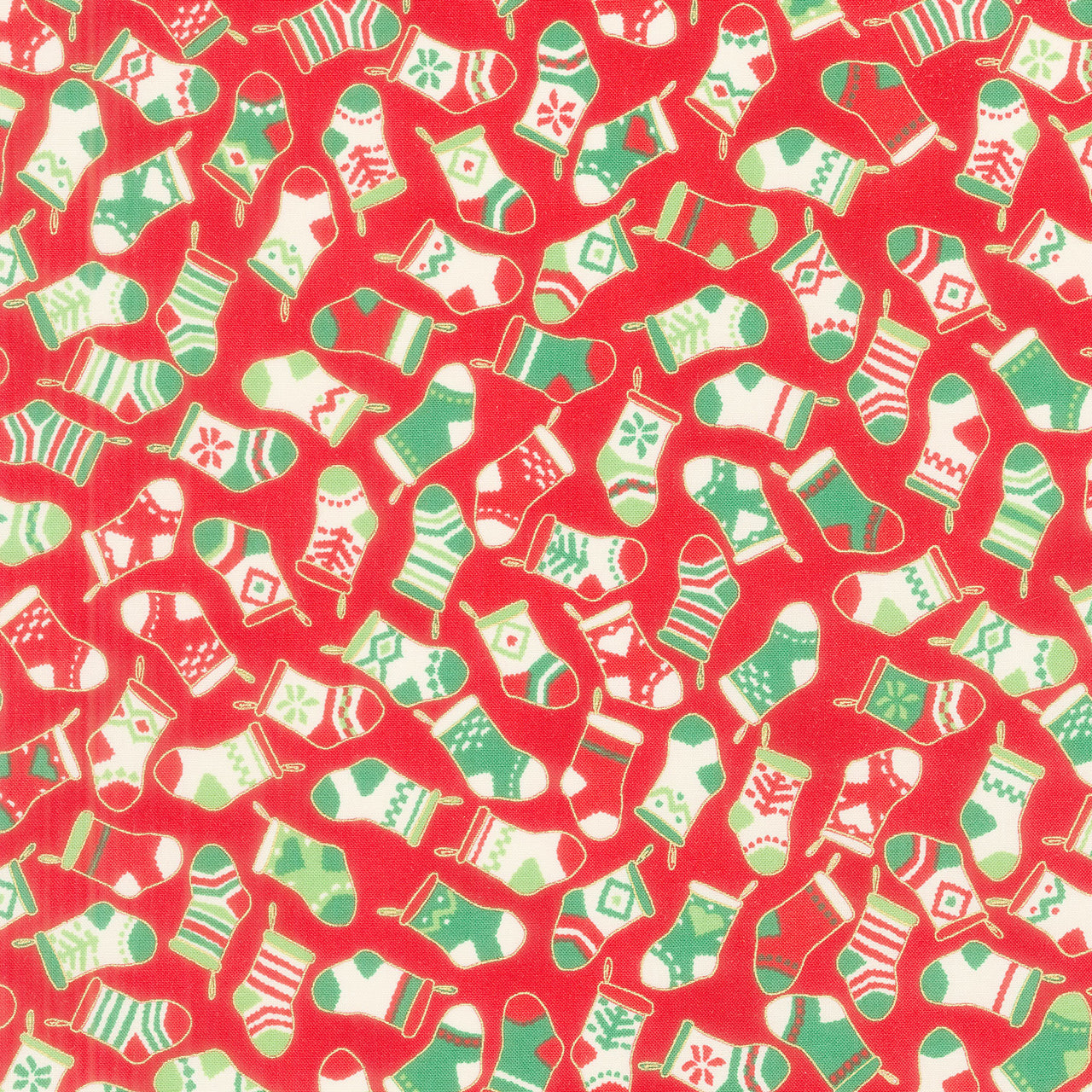 Holiday Charms - Holiday ColorstoryStockings Crimson Yardage Primary Image