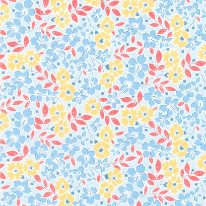 Franny’s Flowers - Main Floral Blue Yardage