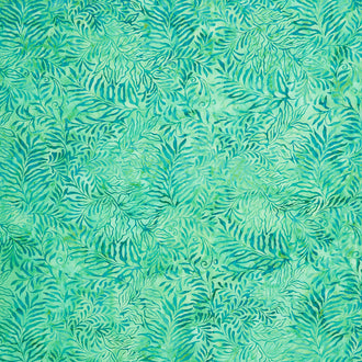 Bold Blooms Batiks - Leaves and Ferns Teal Bermuda Yardage