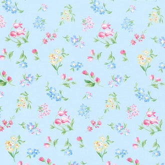 Serene - Blossoms Blue Yardage