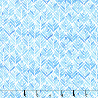 Summer Breeze - Leaves Blue Yardage