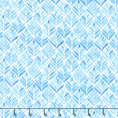Summer Breeze - Leaves Blue Yardage