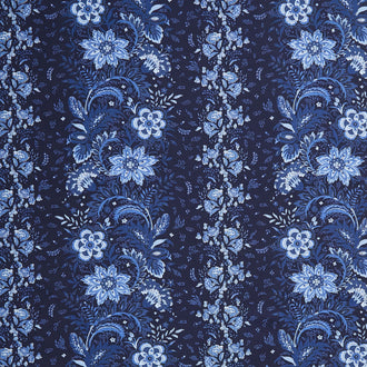 French Quarter - Border Stripe Dark Blue Yardage