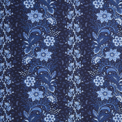French Quarter - Border Stripe Dark Blue Yardage