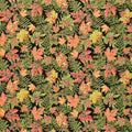 Thankful - Packed Autumn Leaves Black Metallic Yardage Primary Image