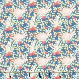 Hedgehog Hollow - Bunnies Blue Yardage