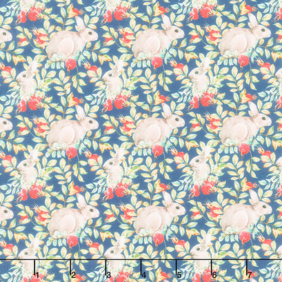 Hedgehog Hollow - Bunnies Blue Yardage