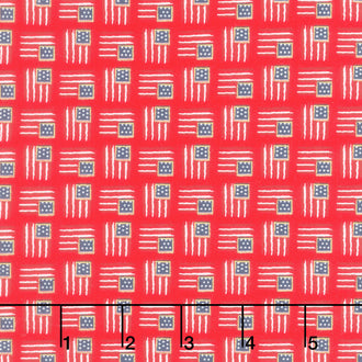Sweet Freedom - Flags Red Sparkle Yardage