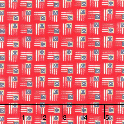 Sweet Freedom - Flags Red Sparkle Yardage