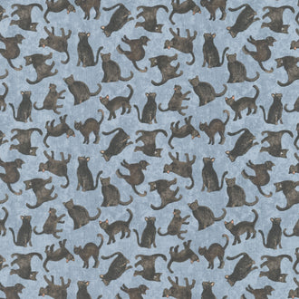 All Hallows Eve - Black Cats Gray Yardage